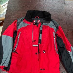 Marker Red and Gray Ski Jacket Weather-Resistant Performance